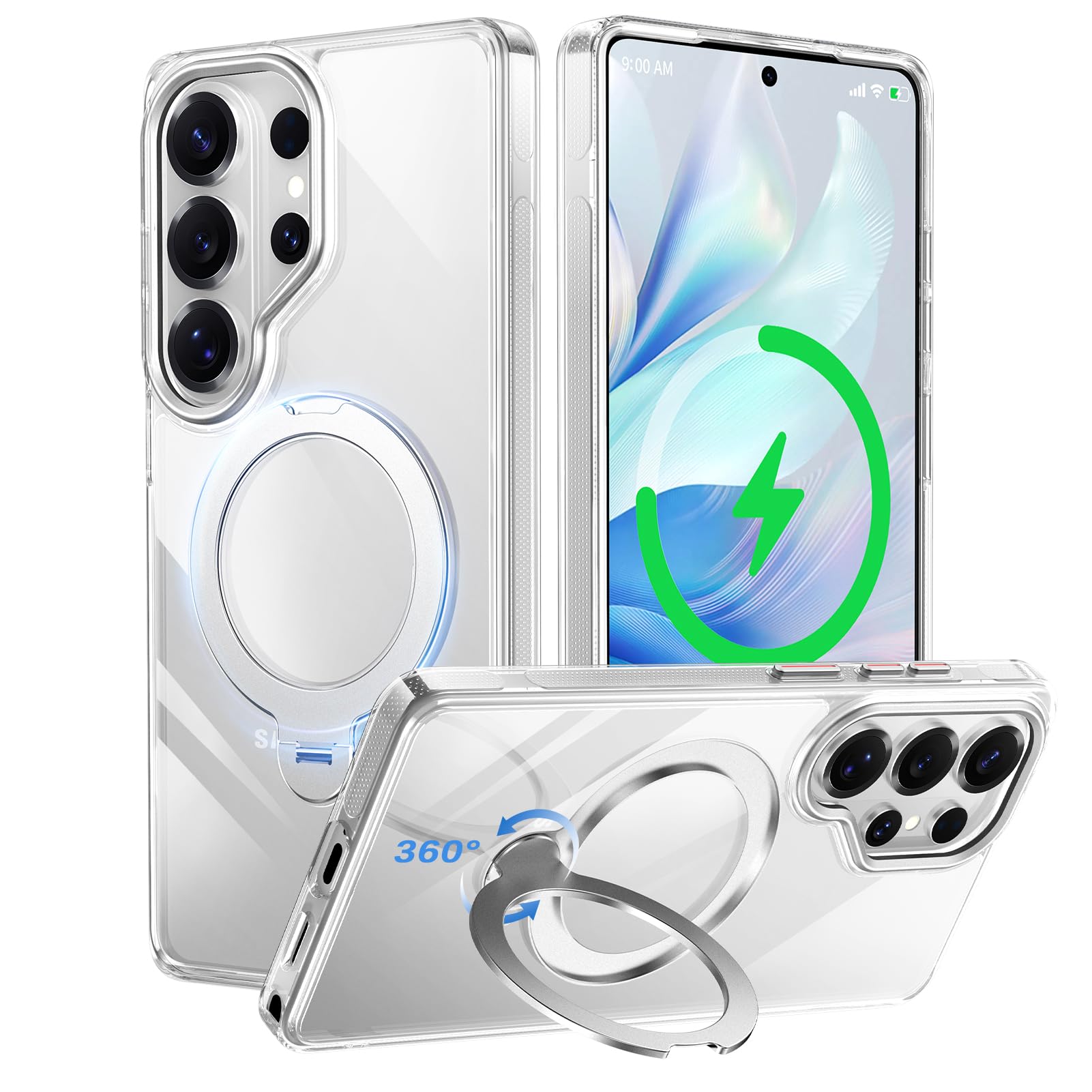 TISTUNST Galaxy S26 Ultra 用 ケース MagSafe 対応 米軍MIL規格 ワイヤレス充電 リング付き 360度回転スタンド 耐衝撃 横縦両立 ギャラクシー S26 ウルトラ 用 カバー 黄変防止 マグネット搭載 車載ホル｜WES STORE