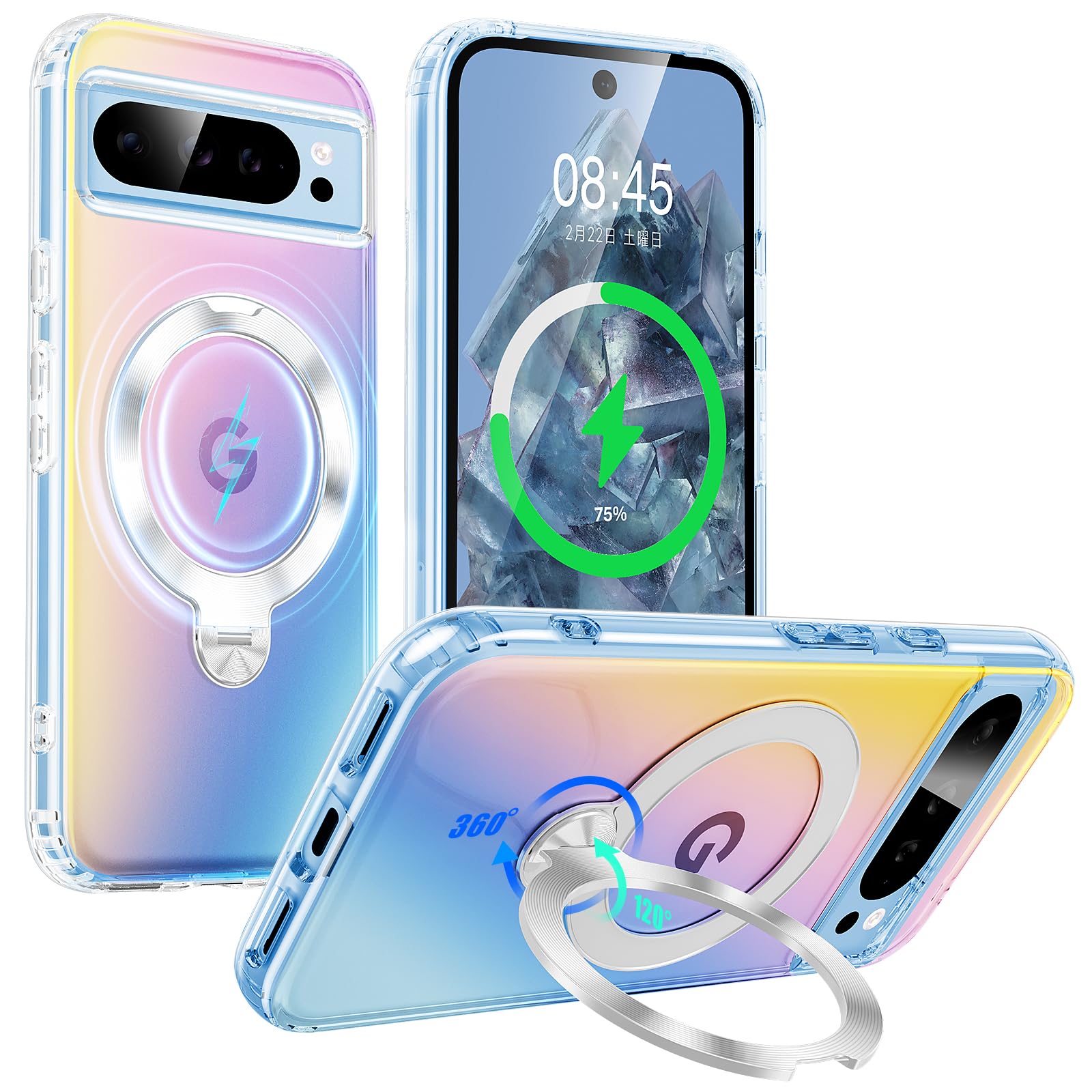 Google Pixel 8 Pro ケース MagSafe対応 ワイヤレス充電 グーグルピクセル8Pro 虹色 カバー 360&deg;回転リングスタンド付き 米軍MIL規格 耐衝撃 縦横多角度 ピクセル 8Pro ケース ストラップホール付き 美｜WES STORE 8,979円