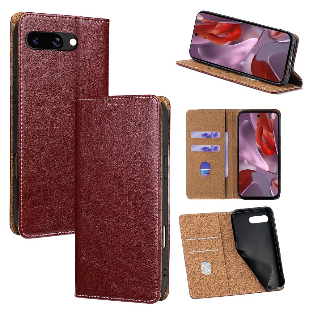 For Google Pixel 10A ケース 本革 手帳型 For グーグル ピクセル10a 牛革 カバー 上品 レザー 横置きスタンド機能 カード収納 2枚 人気 マグネット搭載 耐衝撃 全面保護 シンプルカバー 便利 ハンド｜WES STORE