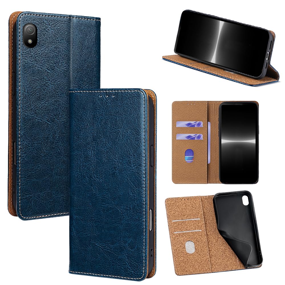 For Xperia Ace III ケース 本革 手帳型 For エクスペリアAce3 ケース SO-53C/SOG08/A203SO 牛革 カバー 上品 レザー 横置きスタンド機能 カード収納 2枚 人気 マグネット搭載 耐衝撃 全面保護 シンプルカ｜WES STORE