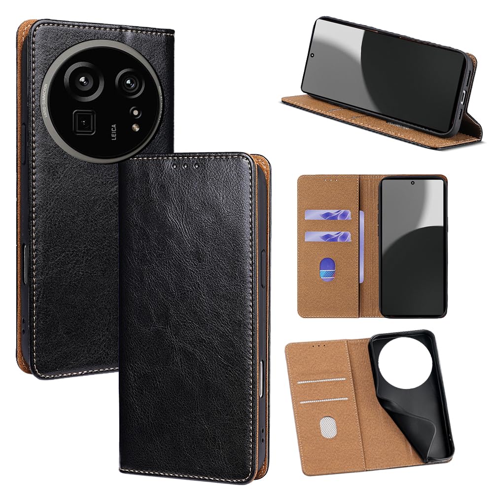 For AQUOS R9 Pro ケース 本革 手帳型 For アクオスR9 プロ SH-54E 牛革 カバー 上品 レザー 横置きスタンド機能 カード収納 2枚 人気 マグネット搭載 耐衝撃 全面保護 シンプルカバー 便利 ハンドメ｜WES STORE 8,954円