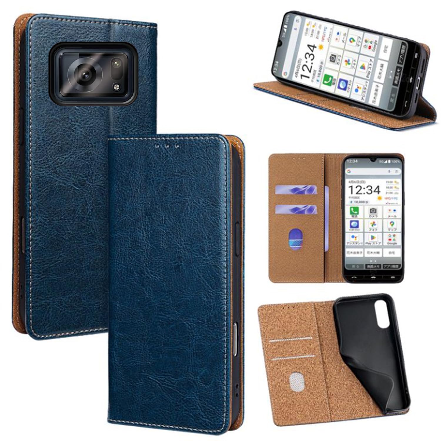 For AQUOS R6 ケース 本革 手帳型 For アクオス R6 A101SH / SH-51B / SH-M22 牛革 カバー 上品 レザー 横置きスタンド機能 カード収納 2枚 人気 マグネット搭載 耐衝撃 全面保護 シンプルカバー 便利 ハン｜WES STORE