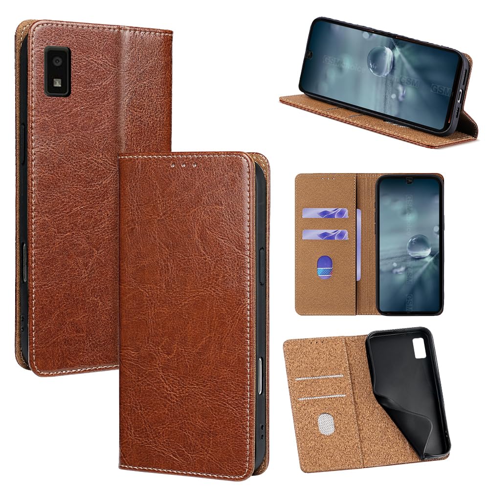 For AQUOS wish2 ケース 本革 手帳型 For アクオスwish SH-51C/A204SH/SHG06/SH-M20/A104SH 牛革 カバー 上品 レザー 横置きスタンド機能 カード収納 2枚 人気 マグネット搭載 耐衝撃 全面保護 シンプルカバー |WES STORE