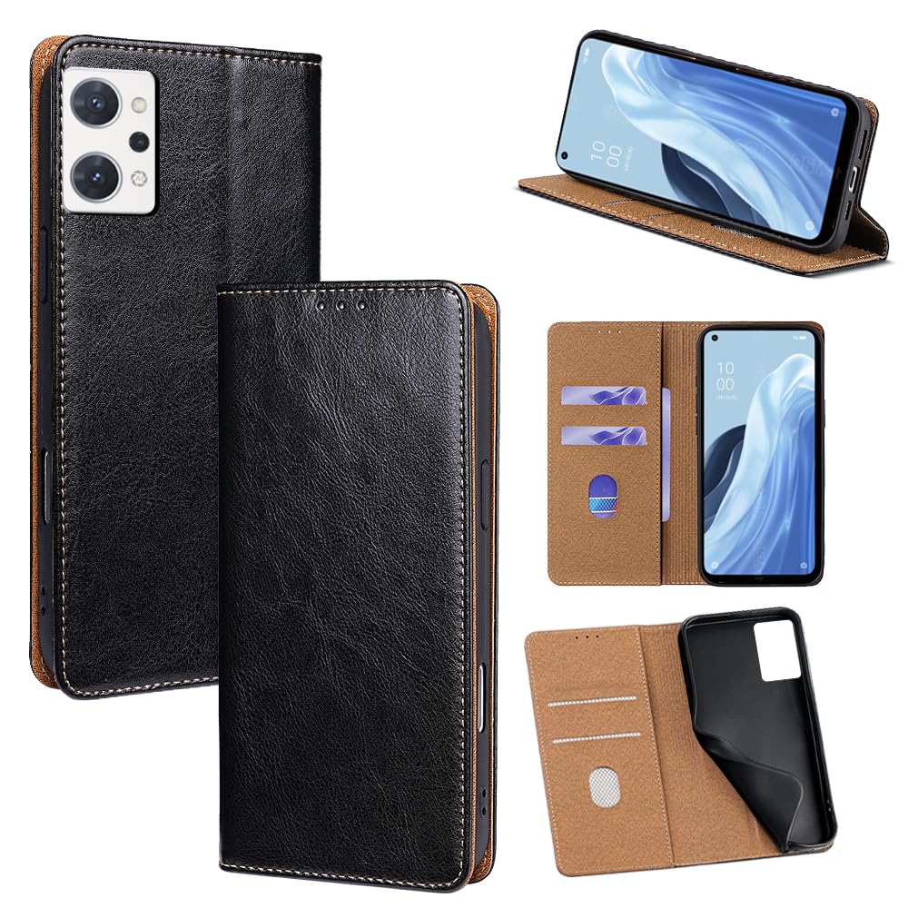 For OPPO Reno 9A ケース 本革 手帳型 For オッポレノ 7A OPG04/A201OP 牛革 カバー 上品 レザー 横置きスタンド機能 カード収納 2枚 人気 マグネット搭載 耐衝撃 全面保護 シンプルカバー 便利 ハンド|WES STORE