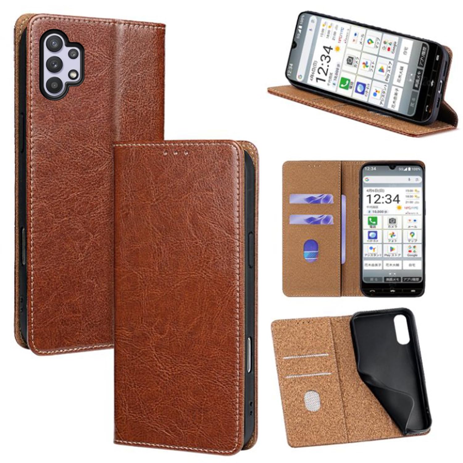 For Galaxy A32 5G ケース 本革 手帳型 For ギャラクシー A32 SCG08 牛革 カバー 上品 レザー 横置きスタンド機能 カード収納 2枚 人気 マグネット搭載 耐衝撃 全面保護 シンプルカバー 便利 ハンドメ|WES STORE