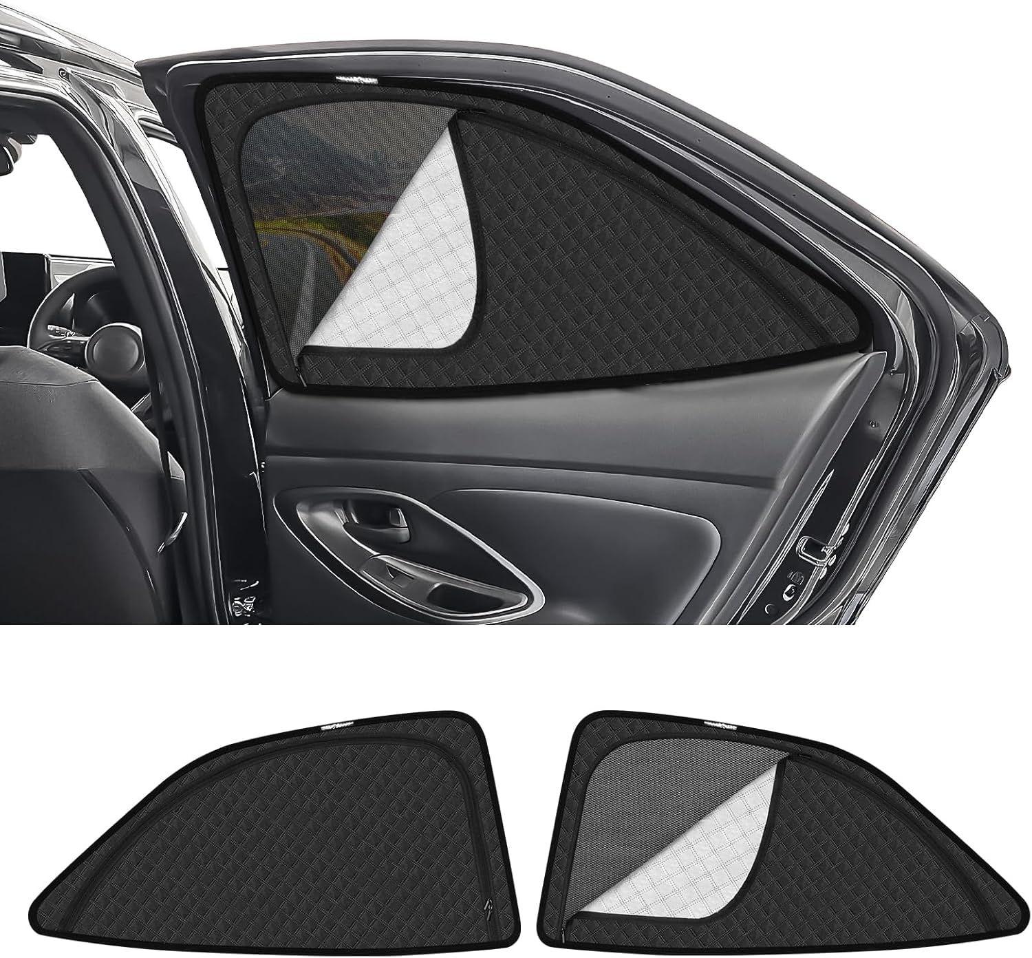 新型 ヤリス クロス 専用 サンシェード マグネット 後席 換気 断熱 2in1一体式 カーシェード yaris cross メッシュカーテン 日除け メッシュサンシェード 日焼け防止 UVカット 遮光 日差し 紫外線|WES STORE