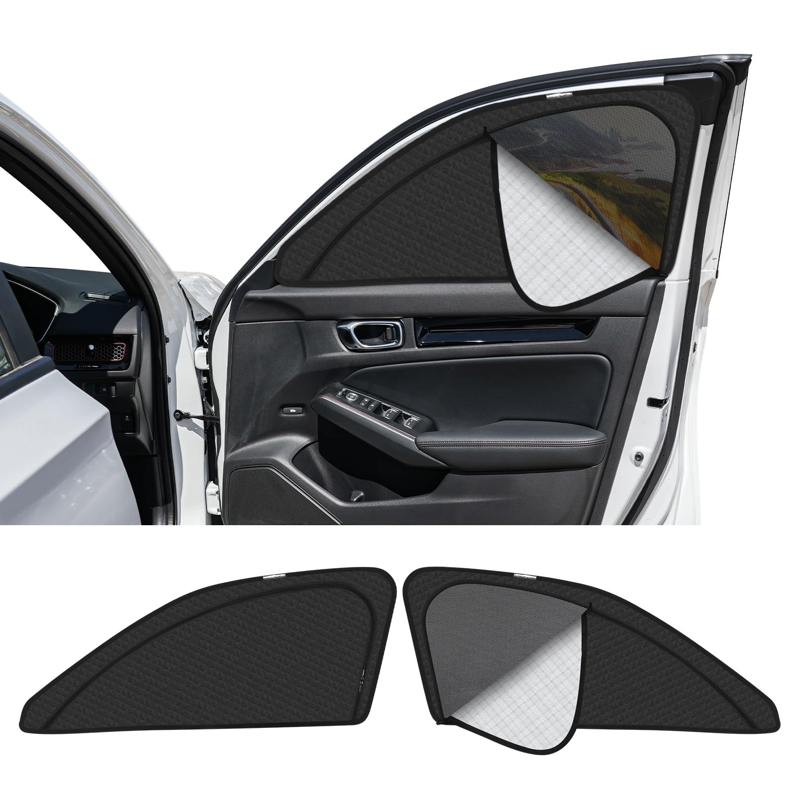 新型 シビック FL系 専用 サンシェード マグネット式 サイド用 車種専用 2in1一体式 カーシェード CIVIC FL1 FL4 タイプＲ FL5型 メッシュカーテン 換気 断熱 日除け メッシュサンシェード 日焼け｜WES STORE 12,550円