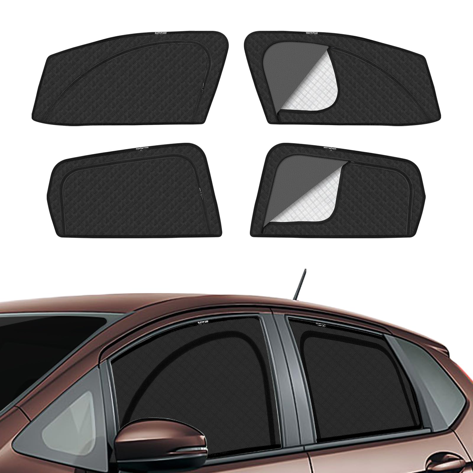 フィット GK3 GK4 GK5 GK6型 GP5 GP6 車種専用 メッシュカーテン サンシェード 遮光 換気 fit GK系 サイド用 2in1 カーテン 日除け 虫避け マグネット カーシェード 通風 UVカット運転席 助手席 インテ｜WES STORE