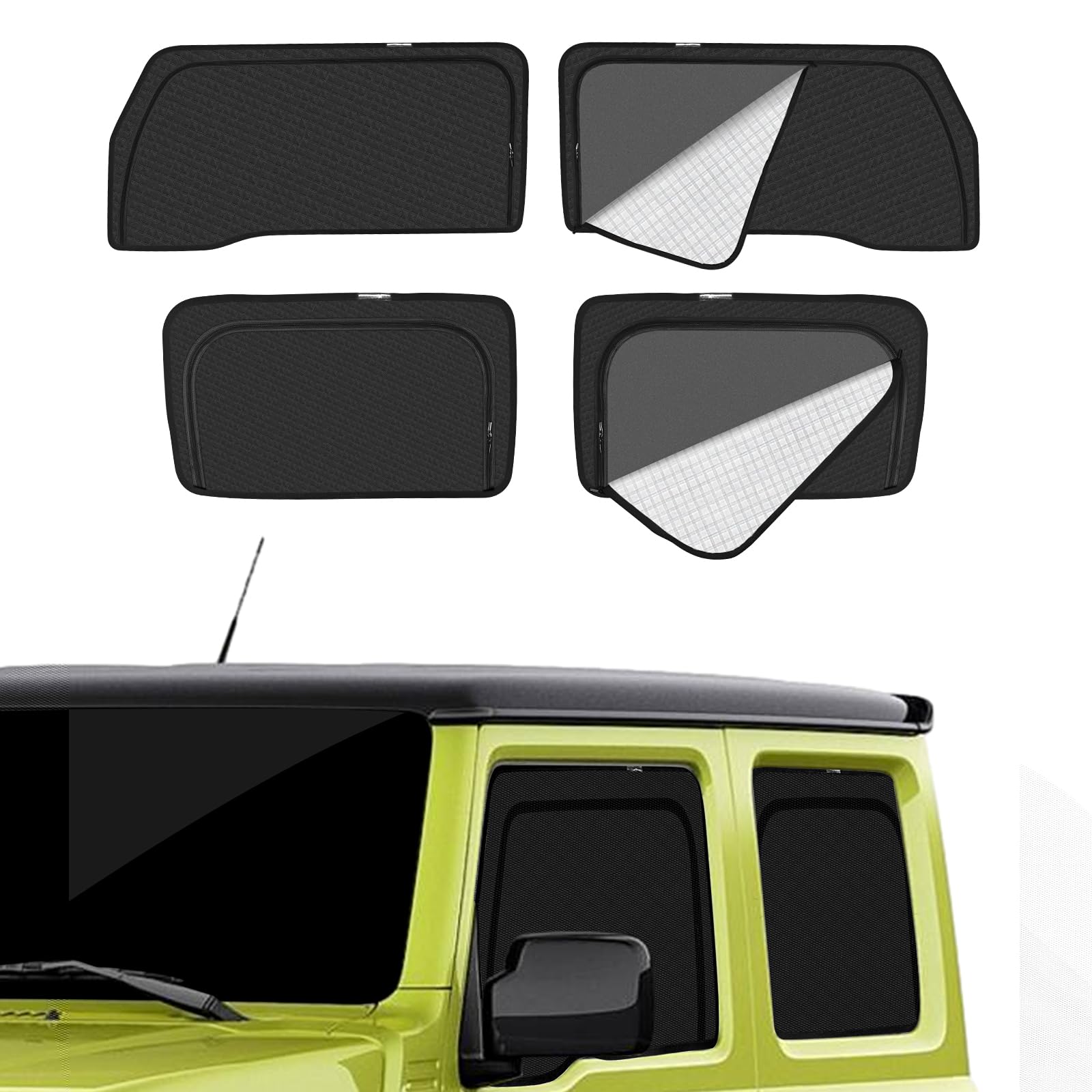 ジムニー JB04系 車種専用 メッシュカーテン サンシェード 遮光 換気 JIMNY JB64 JB74 サイド用 2in1 カーテン 日除け 虫避け マグネット カーシェード 通風 UVカット運転席 助手席 インテリア アク｜WES STORE