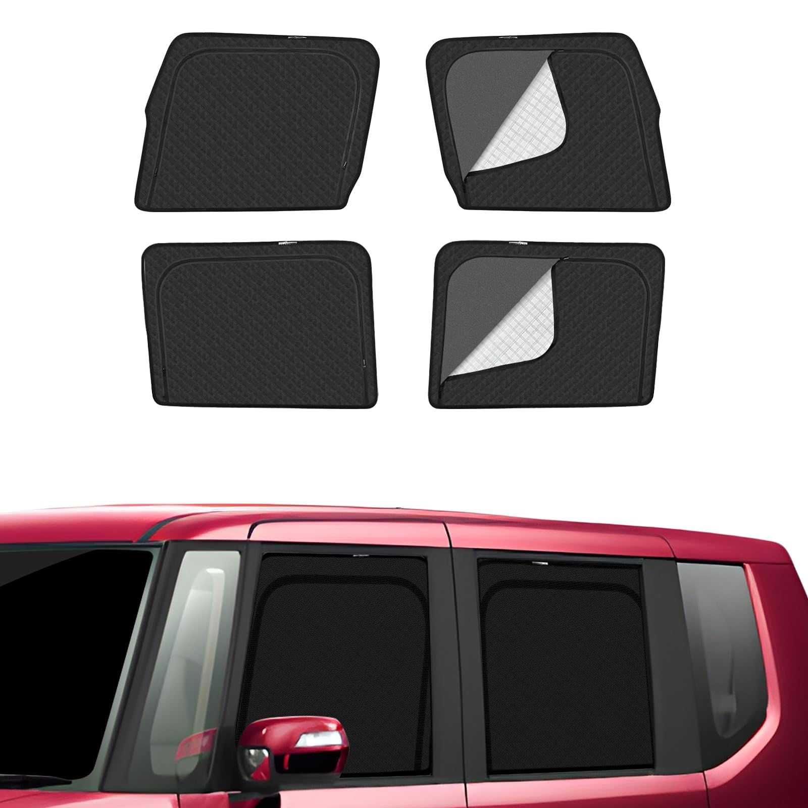 N-BOX JF1 JF2 車種専用 メッシュカーテン サンシェード 遮光 換気 NBOX JF1 JF2 サイド用 2in1 カーテン 日除け 虫避け マグネット カーシェード 通風 UVカット運転席 助手席 インテリア アクセサリ｜WES STORE