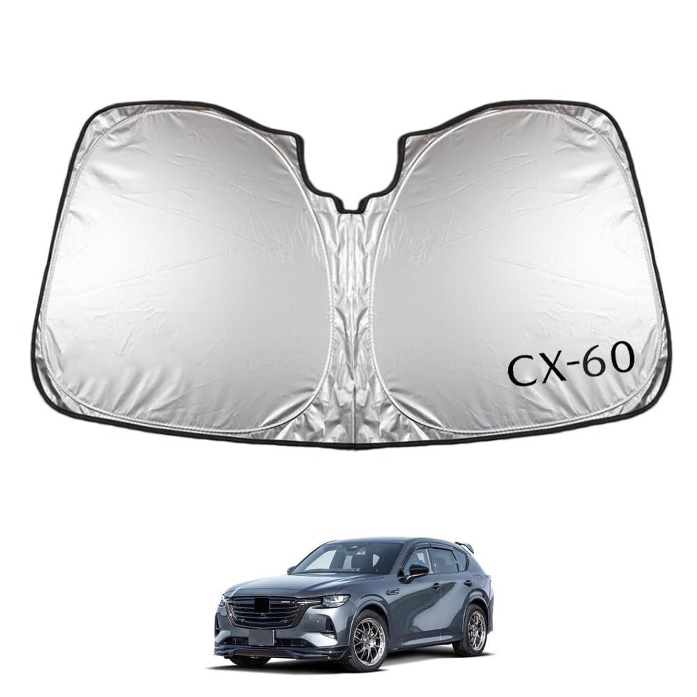 SAWAKAKI CX-60 KH系 専用設計 サンシェード フロントガラス用 ロゴ付き 日焼け防止 断熱 UVカット 紫外線カット 暑さ対策 コンパクトに収納|WES STORE