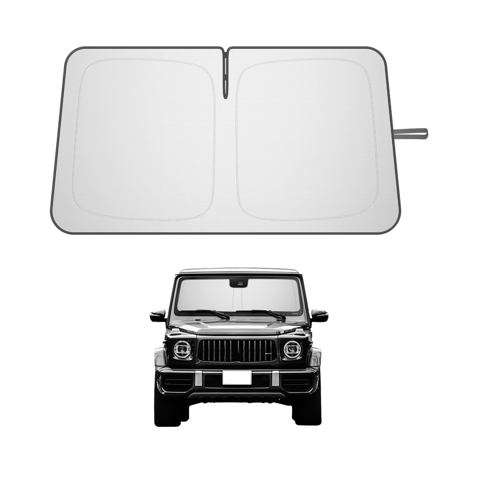 SHAOHAO 改良加厚型 メルセデス ベンツ Gクラス W463 G550 G63 車用サンシェード カーシェード 日よけ用品 フロントガラス用 紫外線カット 遮光 遮熱 折り畳み式 簡単取り付け 日差しカット フル｜WES STORE