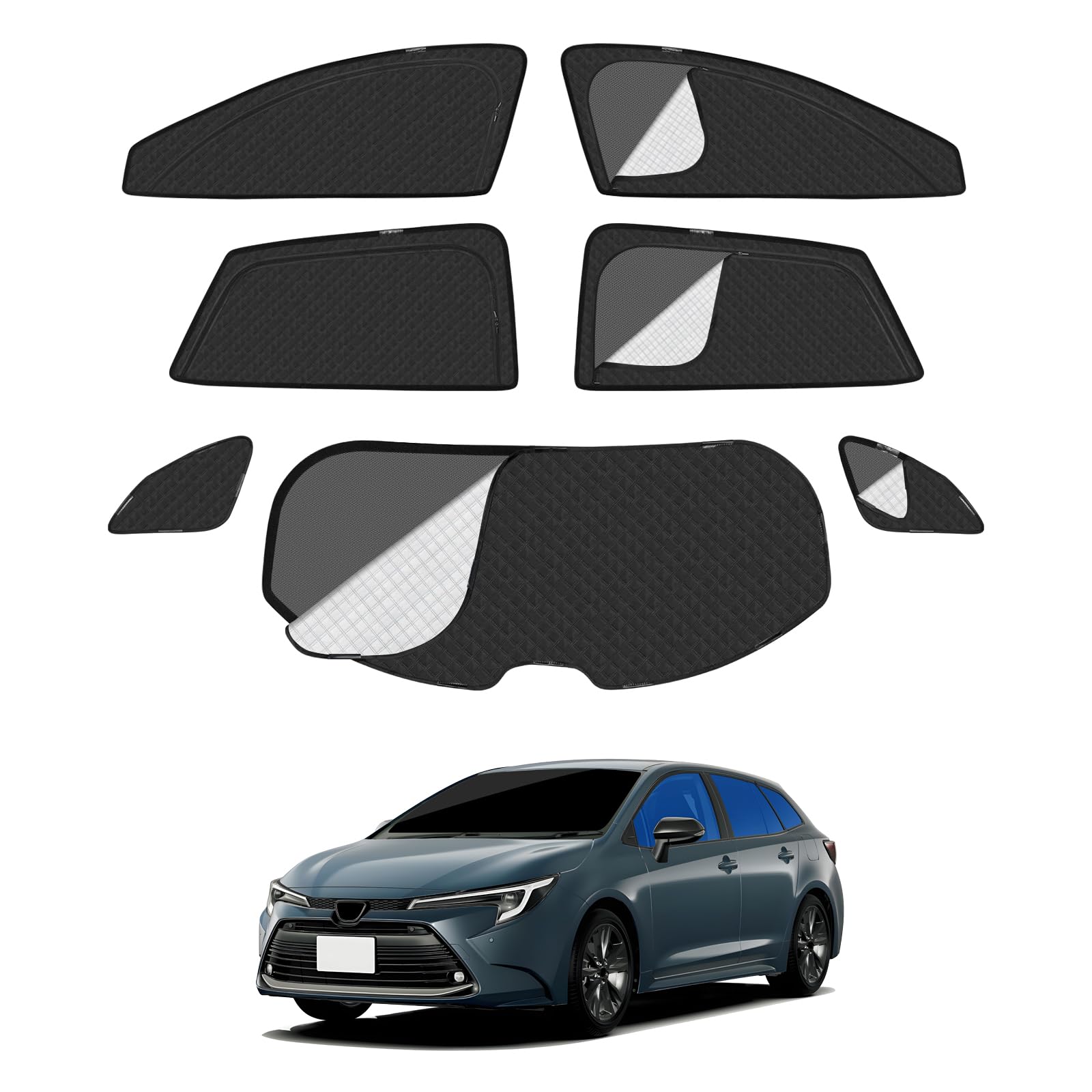 カローラ ツーリング 210系 車種専用設計 メッシュカーテン 2in1 サンシェード 断熱 日除け 換気 COROLLA TOURING 210 全車窓 カーテン 虫避け プライバシー保護 カーシェード マグネット サイド用 ｜WES STORE