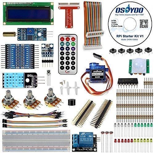 OSOYOO(オソヨー) Raspberry Pi 学ぶ電子工作キット 初心者演習用パーツセット ラズパイ11実例 回路配線図とサンプルスケッチ有り プログラミング ラズベリー パイ 超入門 スターター学習キット LED制御 スイッチ I2C LCD 温湿度センサー マイクロサーボ など