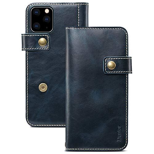 格安即決 Iphone 11 Pro Max ケース 6 5インチ 対応 スマホケース 本革 手帳型 カード収納 スタンド機能 マグネット式 スナップボタン ストラップ付き 耐衝撃 牛革 スマホカバー ネイビー 楽天ランキング1位 Atsu Edu Ge