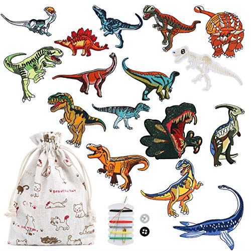 Naler 刺繍アイロンワッペン 恐竜 補修パッチ 刺繍パッチ アップリケ 衣類 浴衣 手袋 Diy 飾り 可愛い 装飾 16枚 在庫切れの場合やむをえずキャンセルさせて Riva Beach Com
