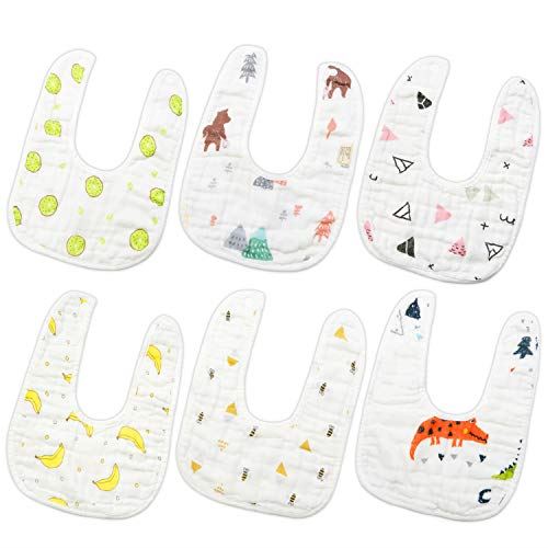 よだれかけ Maveek ベビースタイ ガーゼ ビブ 赤ちゃん 食事エプロン 新生児 かわいい 綿100 6重ガーゼ スナップ付 リバーシブル 出産お祝い ギフト U型 6枚セット男の子 女の子 動物など可愛い絵柄を盛り込んだ6枚セット Painandsleepcenter Com