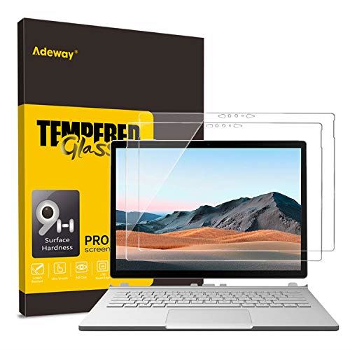 【2枚入り】Adeway Surface Book3 /2 保護フィルム 15 インチ， [強化ガラス] 装着簡単，高感度，硬度9H， 耐スクラッチ性 対応 Surface Book 3， 2020 【2枚入り】Surface Book 3 / 2 (15インチ)