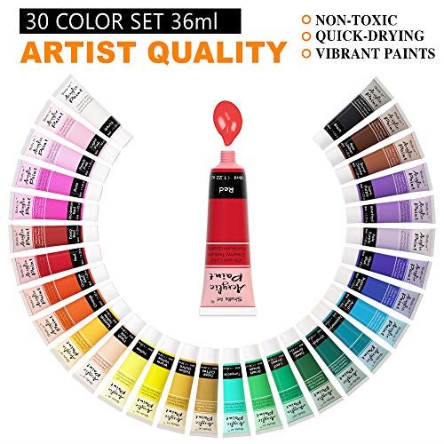 楽天市場 Shuttle Art アクリル絵の具 アクリル顔料 30色セット ペイントブラシ3本付き 速乾 耐久 チューブ 36ml 手作り 布 石 ガラス セラミックに描ける 子供用 イラスト 塗り絵 クラフト 美術 画材 宿題 初心者 専門家 Wes Store