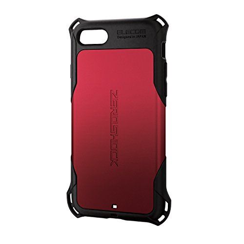 エレコム iPhone 8 入れもの 押しかぶせる ぼうぜん自失吸いあげる 【 落っこちる時のぼうぜん自失から本体を守る 】 ZEROSHOCK 標準尺度 ぼうぜん自失吸いあげる 写真フィルム付 iPhone 7 相応う 赤いこと PM-A17MZERORD 1)単品