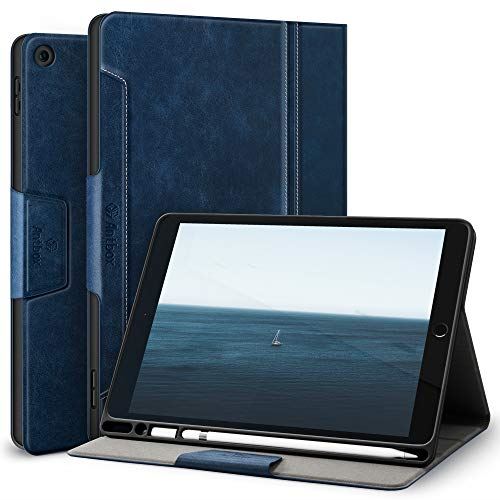 Antbox iPad 10.2 ケース iPad 第7世代/第8世代 ケース (2019/2020) 高級ソフトPUレザー製 ひび割れ防止 耐衝撃 アップルペンシル収納可 オートスリープ&スタンド機能付き 全面保護 iPad第7/8世代 (ブルー)