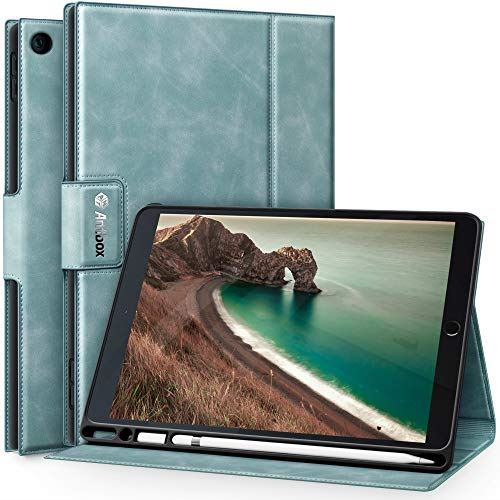 Antbox iPad 第7世代/第8世代 ケース iPad 10.2 ケース 2020/2019 高級感ソフトPUレザー製 ひび割れ防止 iPad 10.2 インチ 保護ケースカバー耐衝撃 アップルペンシル収納可 オートスリープ＆スタンド機能付き 全面保護 iPad 10.2 2020/2019兼用 (ブルー)