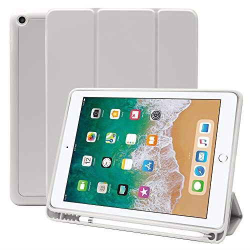 MS factory iPad 9.7 ケース 2018 2017 アイパッド 第5 第6世代 カバー Apple Pencil 収納 耐衝撃 スマートカバー ソフト TPU オートスリープ ペンシルホルダー ライト グレー IPD-5-S-HDR-LGY iPad 9.7 ( 2018 / 2017 ) ライトグレー