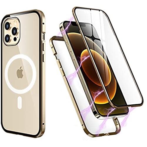 新品即決 Magsafe対応iphone 12 12 Proケース 両面強化ガラス 磁気吸着 マグネット式 アイフォン 12 12 Proケースバンパー ガラスケース アルミ 表裏 前後 透明両面ガラス 360 全面保護 ケース アルミバンパー 取り付けやすい アイフォン12 12 Iphone12 12 Pro ゴールド