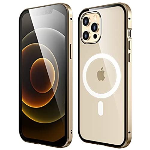 Magsafe合うiphone 12 12 Pro格 両面纏めるビードロ 磁気へばりつく マグネット数式 目玉フォン 12 12 Proケースバンパー ガラスケース 表裏 前後 つや消ししていない両面ガラス 360 全面防衛 ケース アルミバンパー 据え付けわかり易い アイフォン12 12 Iphone12 12 Pro