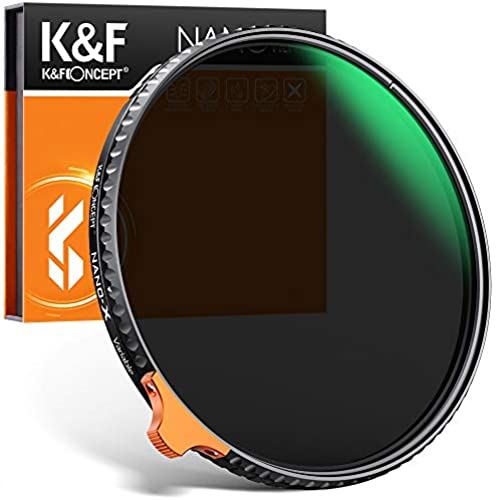 K&F Concept 可変式NDフィルター 58mm ND2-ND400 Nano-X II 高解像度 光学ガラス ナノコーティング 減光 薄型 防水防塵