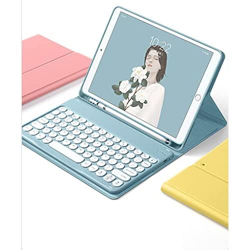 お洒落 可愛い iPad 10.2 キーボード付きケース iPad7 iPad8 iPad 9 人気 Apple Pencil 収納 スタンド マグネット分離式 丸型キー 第9世代/8世代 /7世代 アイパッド9 キーボード カバー 薄型 軽量 ワイヤレスBluetoothキーボード (iPad10.2（iPad7/iPad8/iPad9）, ブルー)