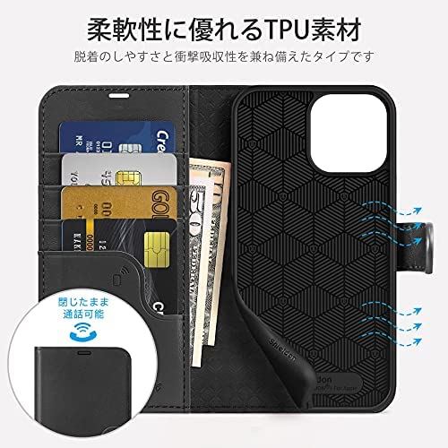 新品本物 SHIELDON iPhone13 Pro Max ケース 手帳型 本革 耐衝撃TPU