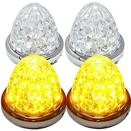 Customize 24V トラック用 LED マーカーランプ サイド マーカー 8面クリスタルカット仕様 16LED 汎用 4個 セット ブルー/イエロー/レッド/ホワイト 各色 (オレンジ)｜WES STORE