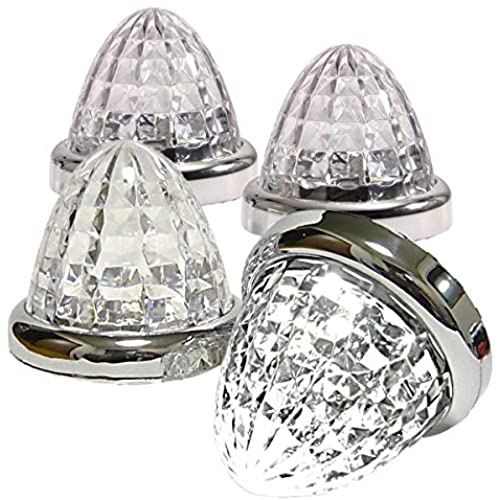 24V LED マーカーランプ サイドマーカー メッキリング トラック用品 4個セット (ホワイト)|WES STORE