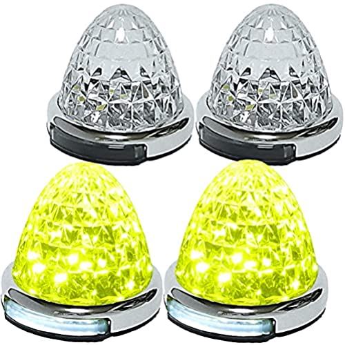 Customize（カスタマイズ） 12V 24V トラック用 LED マーカーランプ 路肩灯機能付 サイド マーカー メッキリング 5面クリスタルカット仕様 22LED 汎用