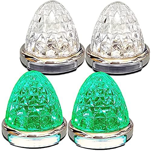 Customize（カスタマイズ） 12V 24V トラック用 LED マーカーランプ 路肩灯機能付 サイド マーカー メッキリング 5面クリスタルカット仕様 22LED 汎用