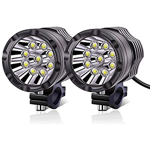 Aoling バイク フォグランプ12V 24V 9LED バイク用フォグライト オートバイ補助フォグランプ ホワイトスポット配光ヘッドライト 車補助灯 サブライト スクータープロジェクター（2PCS）
