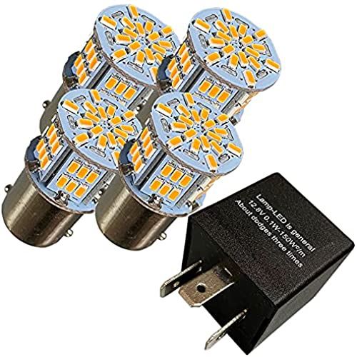 Discover winds 高輝度54LED 明るい ウインカーバルブ 4個 G18 S25 シングル 180°平行ピン ハイフラ防止 ICウインカーリレー セット 3ピン 12V 150W 点滅速度調節機能付き