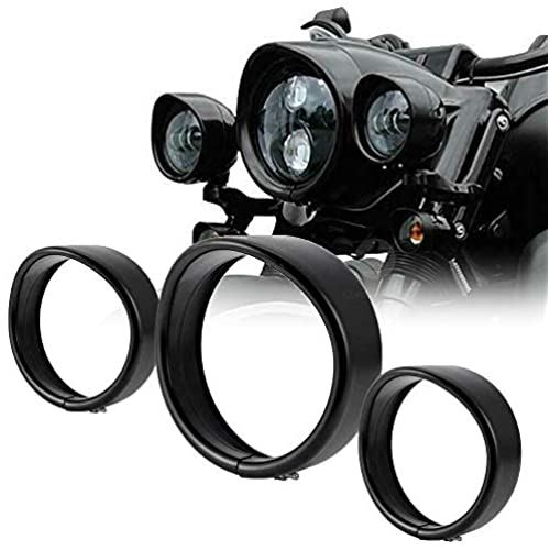7インチ ヘッドライト と 4.5インチ フォグランプ 補助トリムリング LEDフォグランプ 用 取り付けが簡単 バイザースタイル ビューティー輪 ステンレス 頑丈 凹型 ハーレー/オートバイの付属品 ブラック