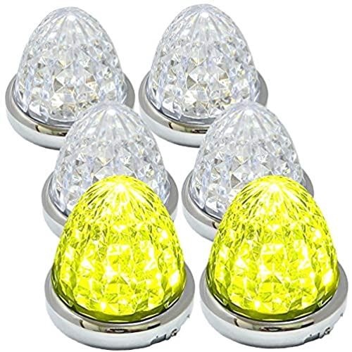 Customize 24V トラック用 LED マーカーランプ サイド マーカー 8面クリスタルカット仕様 16LED メッキリング 汎用 6個 セット ブルー/イエロー/レッド/ホワイト 各色 (イエロー 特注色)|WES STORE
