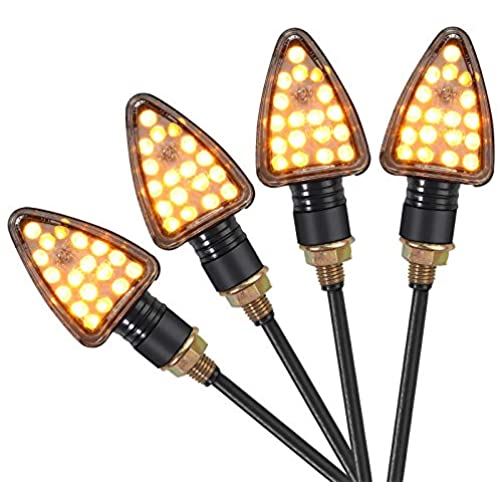 Justech LED バイク ウインカー 18LED 12V 汎用 1W E-mark認証 IP65防水性 高輝度 転向ライト 4個セット アンバー (M10)