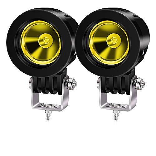 Aoling LEDワークライト 作業灯 10W小型 バイク用フォグランプ イエロー スポットライト 12V 24V オートバイフォグライト スクーター車用汎用LED補助灯 前照灯 サブライト 2個セット 10W黄 狭角｜WES STORE