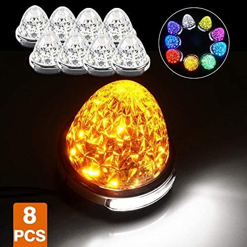 Cartist LED サイドマーカーランプ 路肩灯 両面発光 トラック専用 2020年 最新型 IP67 防水 DC 10-50V 無極性 丸型 新型LEDマーカー 高輝度 色選択可 メッキリング 8個セット 23,403円