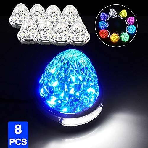 Cartist LED サイドマーカーランプ 路肩灯 両面発光 トラック専用 2020年 最新型 IP67 防水 DC 10-50V 無極性 丸型 新型LEDマーカー 高輝度 色選択可 メッキリング 8個セット|WES STORE