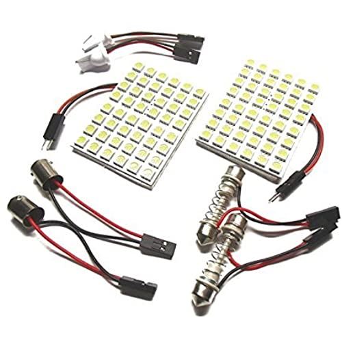 Phoenix 車用 LEDルームランプ 2枚セット【爆光5050（ホワイト）】12V／ 48SMD／アダプター3種類ルームライト