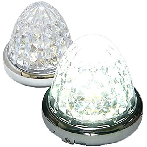 Customize（カスタマイズ） 24V トラック用 LED マーカーランプ サイド マーカー 8面クリスタルカット仕様 16LED 汎用 2個 セット ブルー/イエロー/レッド/ホワイト 各色 (ホワイト)