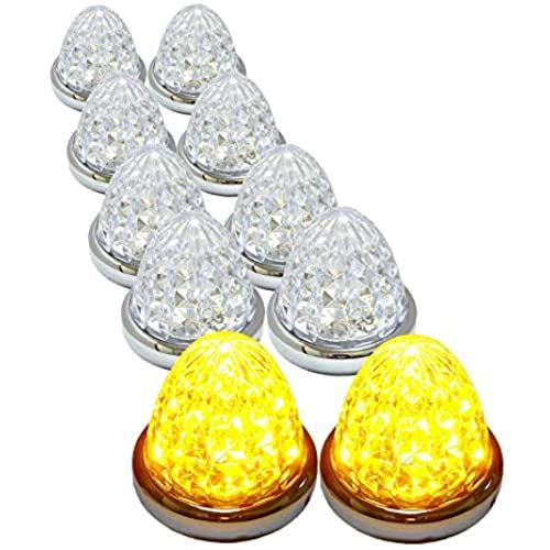 Customize（カスタマイズ） 24V トラック用 LED マーカーランプ サイド マーカー 8面クリスタルカット仕様 16LED 汎用 10個 セット ブルー/イエロー/レッド/ホワイト/グリーン 各色 オレンジ｜WES STORE