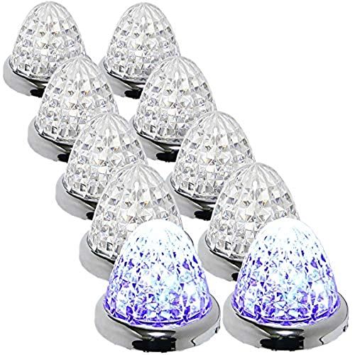 Customize（カスタマイズ） 24V トラック用 LED マーカーランプ サイド マーカー 8面クリスタルカット仕様 16LED 汎用 10個 セット メッキリング ブルー/イエロー/レッド/ホワイト/グリーン パープル 特注色