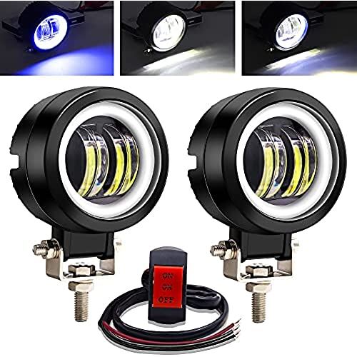 車用 作業照明用 汎用 作業灯 LED 丸形 ライト Aoling LED作業灯 バイク フォグランプ 12V24V デイライト ブルーイカリング付き スイッチ付 車用フォグランプLED バイク用ヘッドライト補助灯