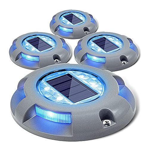 Siedinlar センサーライト 屋外 ソーラーライト 屋外 防水 埋め込み式 LED 金属製 ガーデン 駐車場 デッキライト 玄関 階段 足元 芝生 園芸 光センサー 夜間自動点灯 太陽光発電 おしゃれ ブルー光